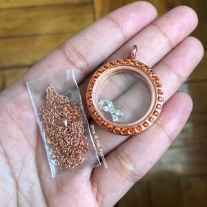 Rose Gold Crystal Locket Necklace